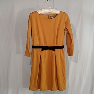 Girls From Savoy Mustard Yellow Velvet Belt Dress